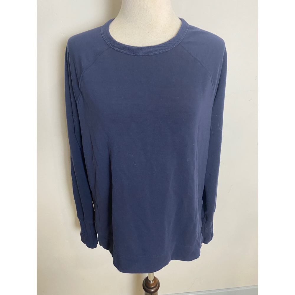 Athleta Womens Navy Blue Raglan Sleeve Crewneck Sweatshirt Size Small